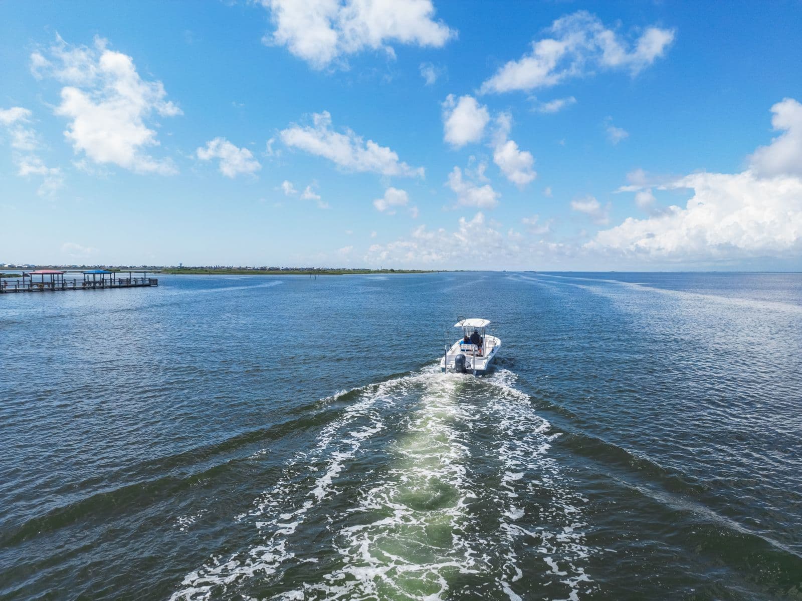 Coastal Bend bay waters near a marina